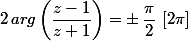 2\,arg\left(\dfrac{z-1}{z+1}\right)=\pm\,\dfrac{\pi}{2}\,\,[2\pi]